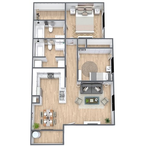 Floor plan for 2 beds, 2 baths, 925 sqft
